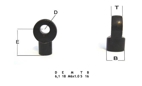 Eyelet 6MM Dia 18MM Cent 5MM Thk M6 - Kem06060518R