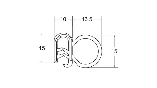 Pinchweld Black Large Side Seal - Vmcn054