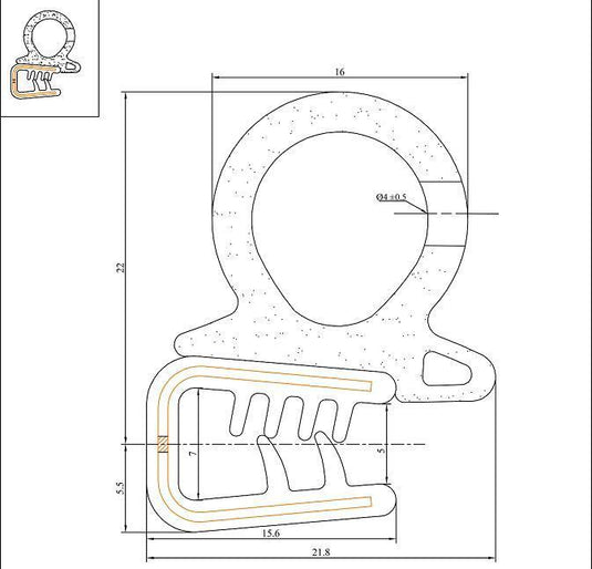 Pinchweld Black Large Side Seal - Vmcn054