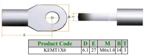 Eyelet 6.1MM Dia 34MM Cent 5MM Thk M6